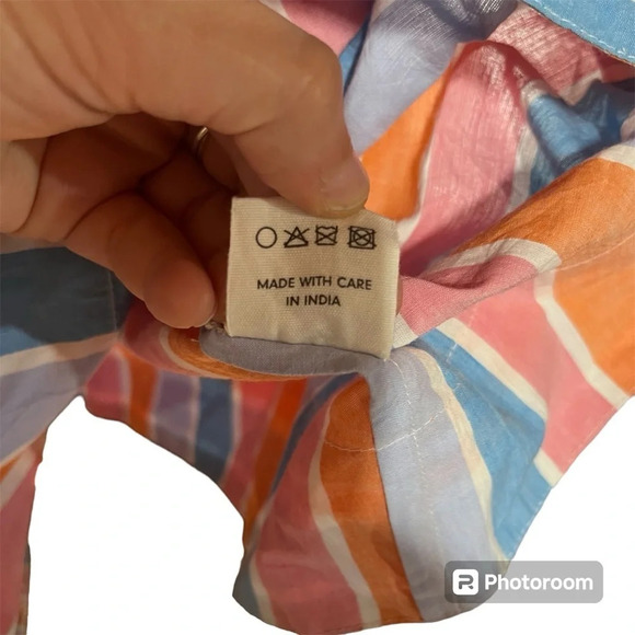 SOLUDOS ~ Multi-Colored Iris Maldive Stripe Button Down 100% Cotton Tank - Picture 3 of 9